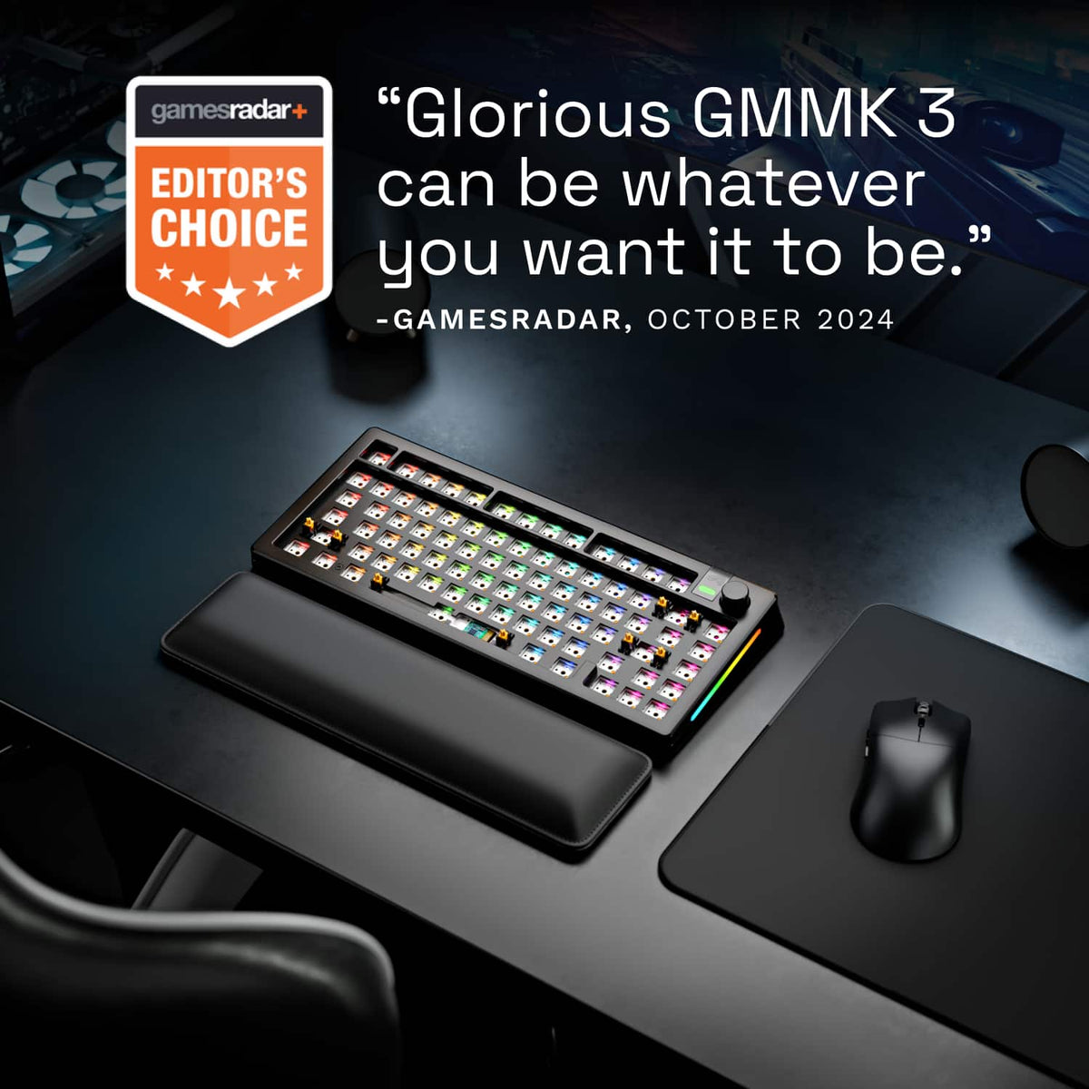 Glorious - GMMK 3 PRO 75% Barebones Wired Mechanical Linear Switch Gaming Keyboard with Hot-swappable Switches - Black