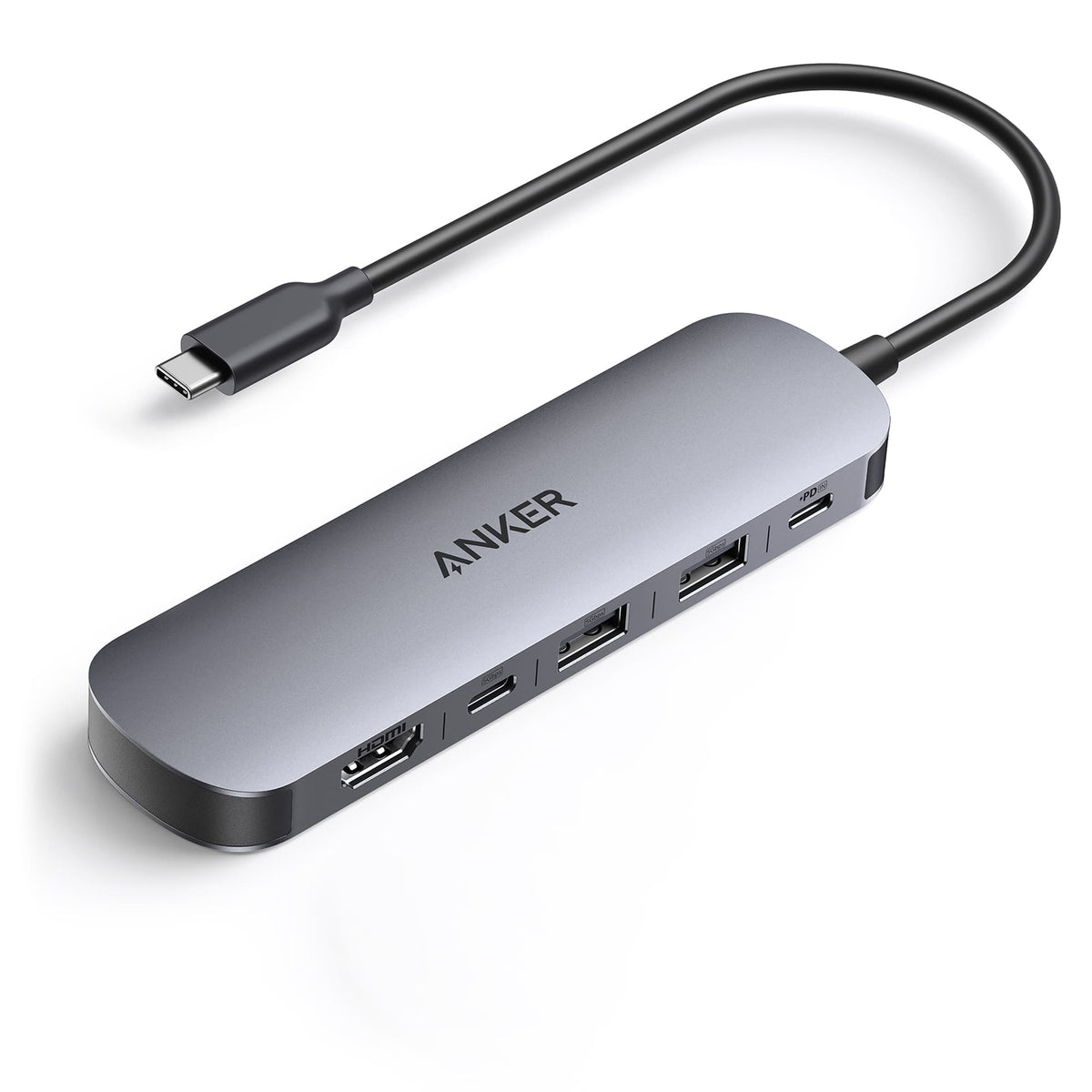 Anker - Nano USB-C Hub (7-in-1, 4K HDMI) - Gray