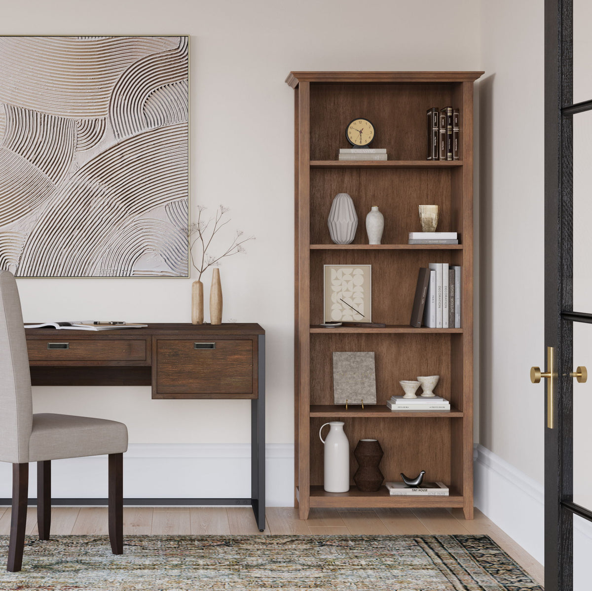 Amherst - 5 Shelf Bookcase - Rustic Natural Aged Brown