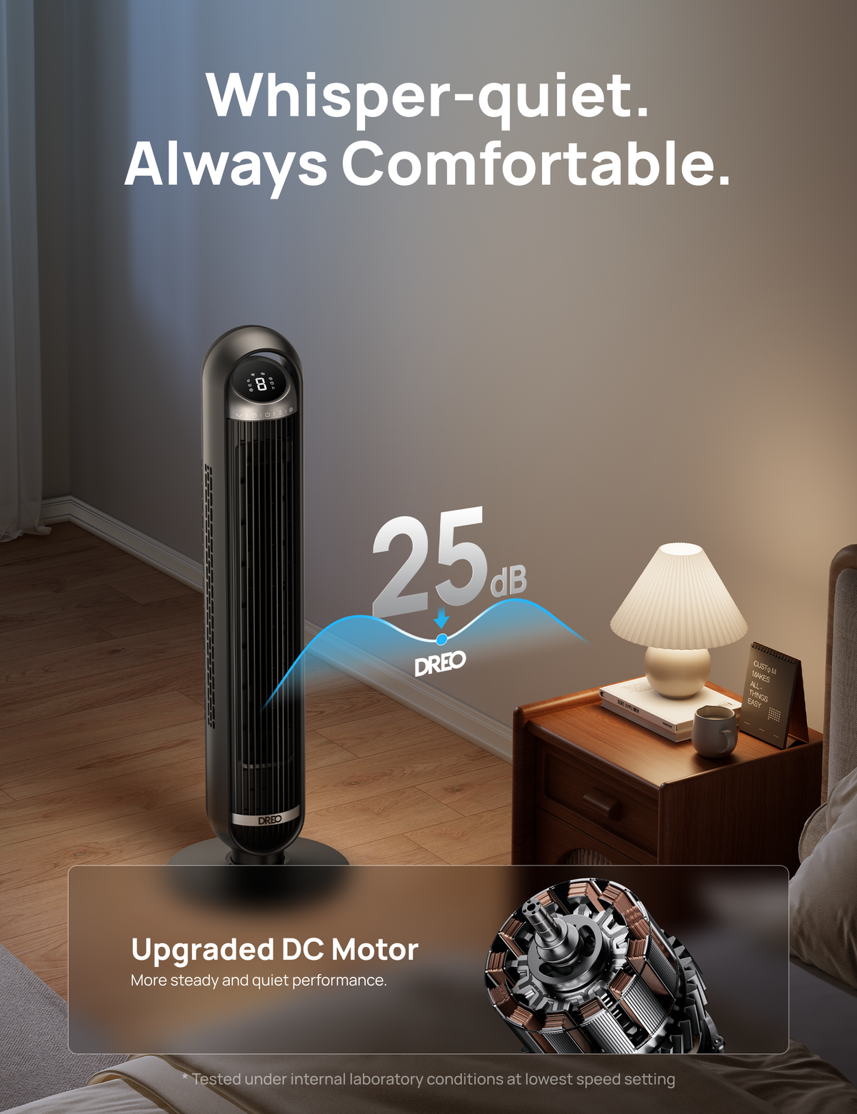 DREO - 27ft/s Velocity Quiet Floor Fan, 90° Oscillation, 8 Speeds, Remote Control, 4 Modes,DC Motor, Nomad - Black