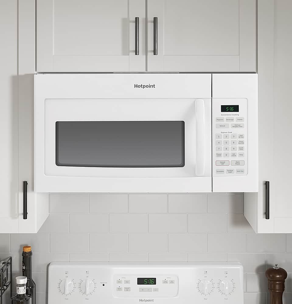 Hotpoint - 1.6 Cu. Ft. Over-the-Range Microwave with Convenience Cooking Controls - White