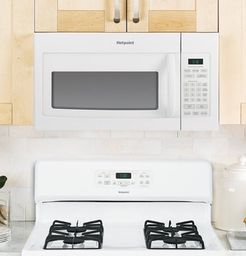 Hotpoint - 1.6 Cu. Ft. Over-the-Range Microwave with Convenience Cooking Controls - White