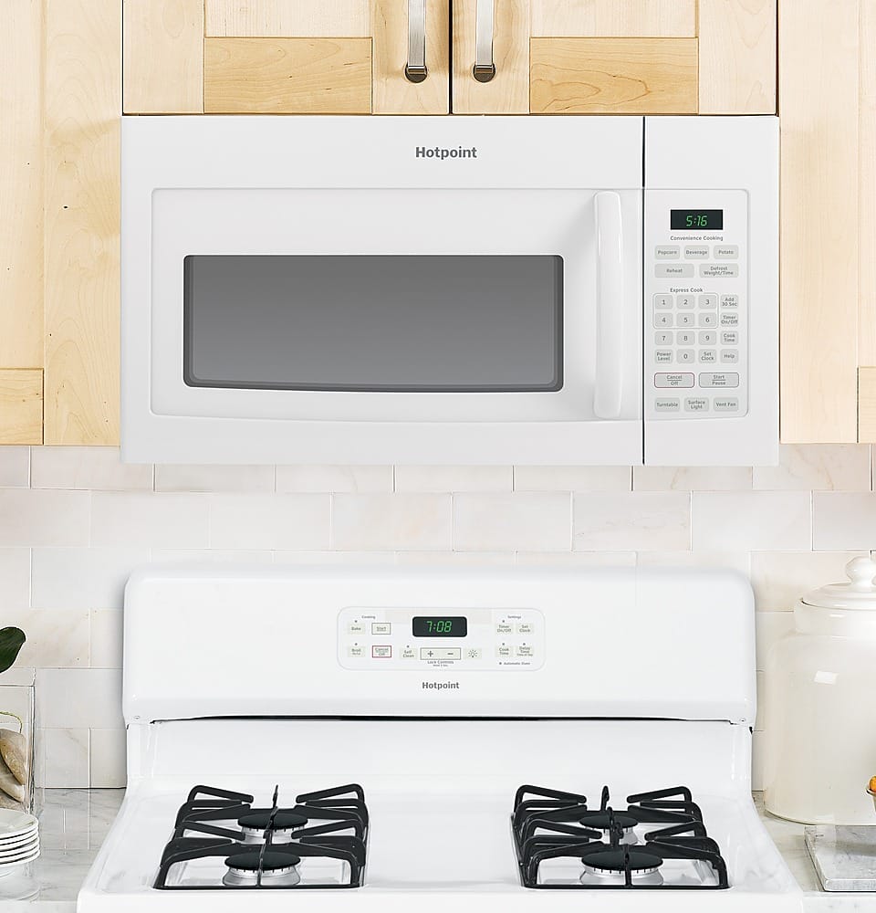 Hotpoint - 1.6 Cu. Ft. Over-the-Range Microwave with Convenience Cooking Controls - White