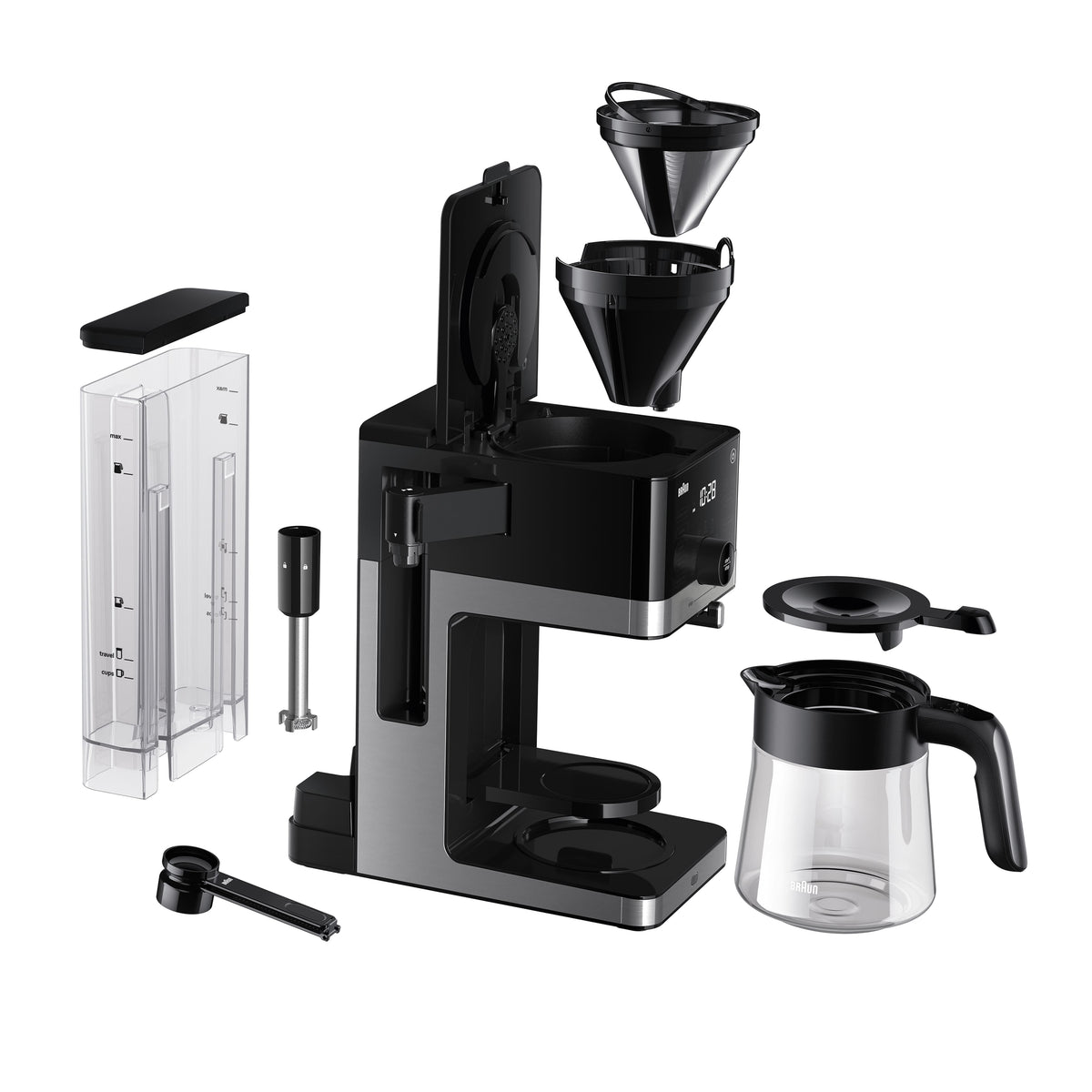 Braun - OptiBrew Pro 10 Cup Drip Coffee Maker with Milk Frother & Cold Brew - Stainless Steel