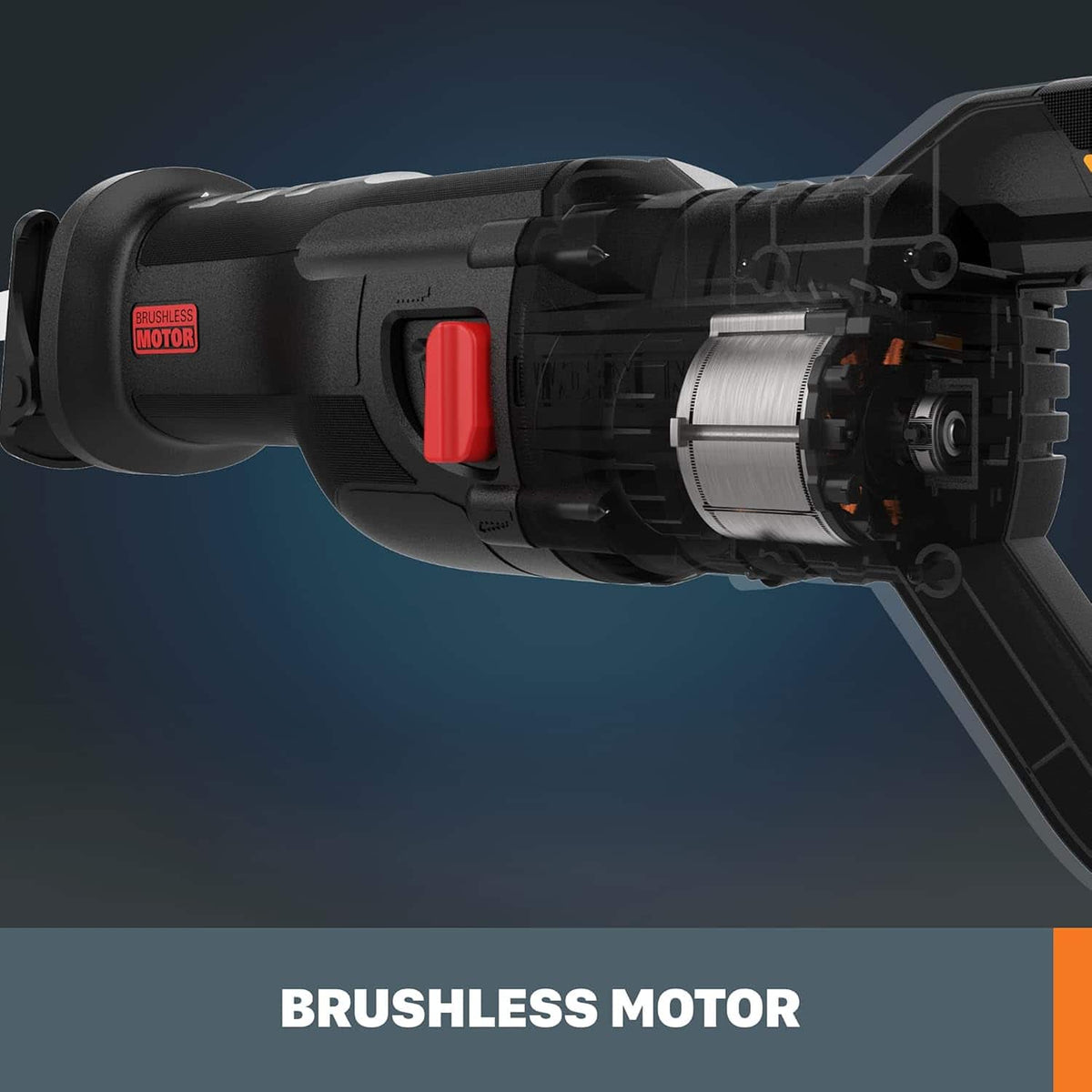 WORX - Nitro 20V Cordless Brushless Reciprocating Saw (1 x 4.0 Ah Battery and 1 x Charger Included) - Black