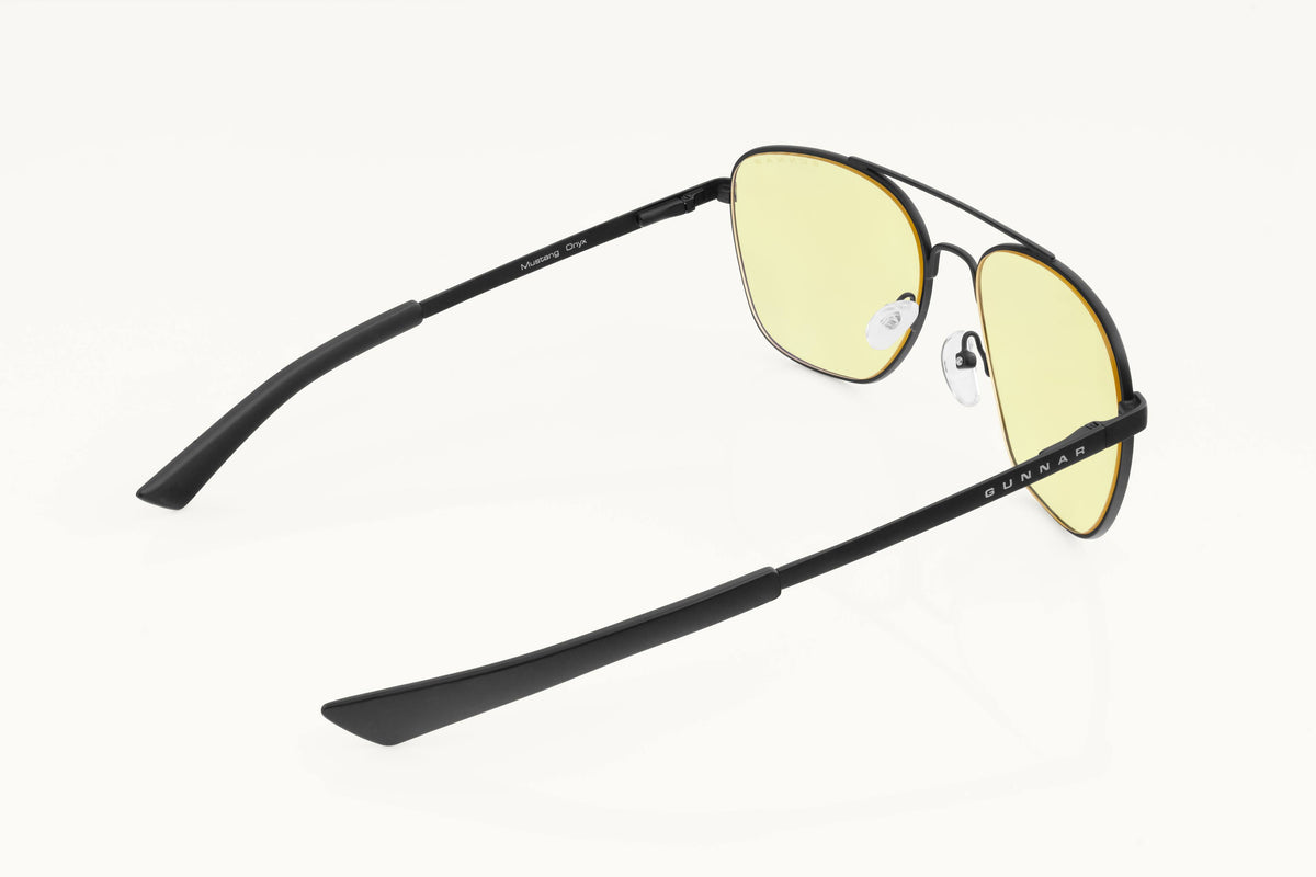 GUNNAR - Mustang Computer Glasses with Blue Light Reduction, Amber Lenses - Onyx