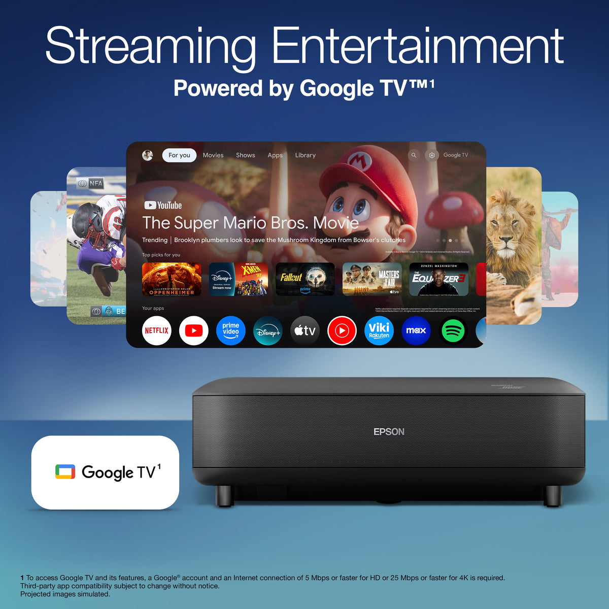 Epson - Lifestudio Grand 4K PRO-UHD UST Laser Projector, 3,600 Lumens of Color & White Brightness,  Sound by Bose Technology - Black