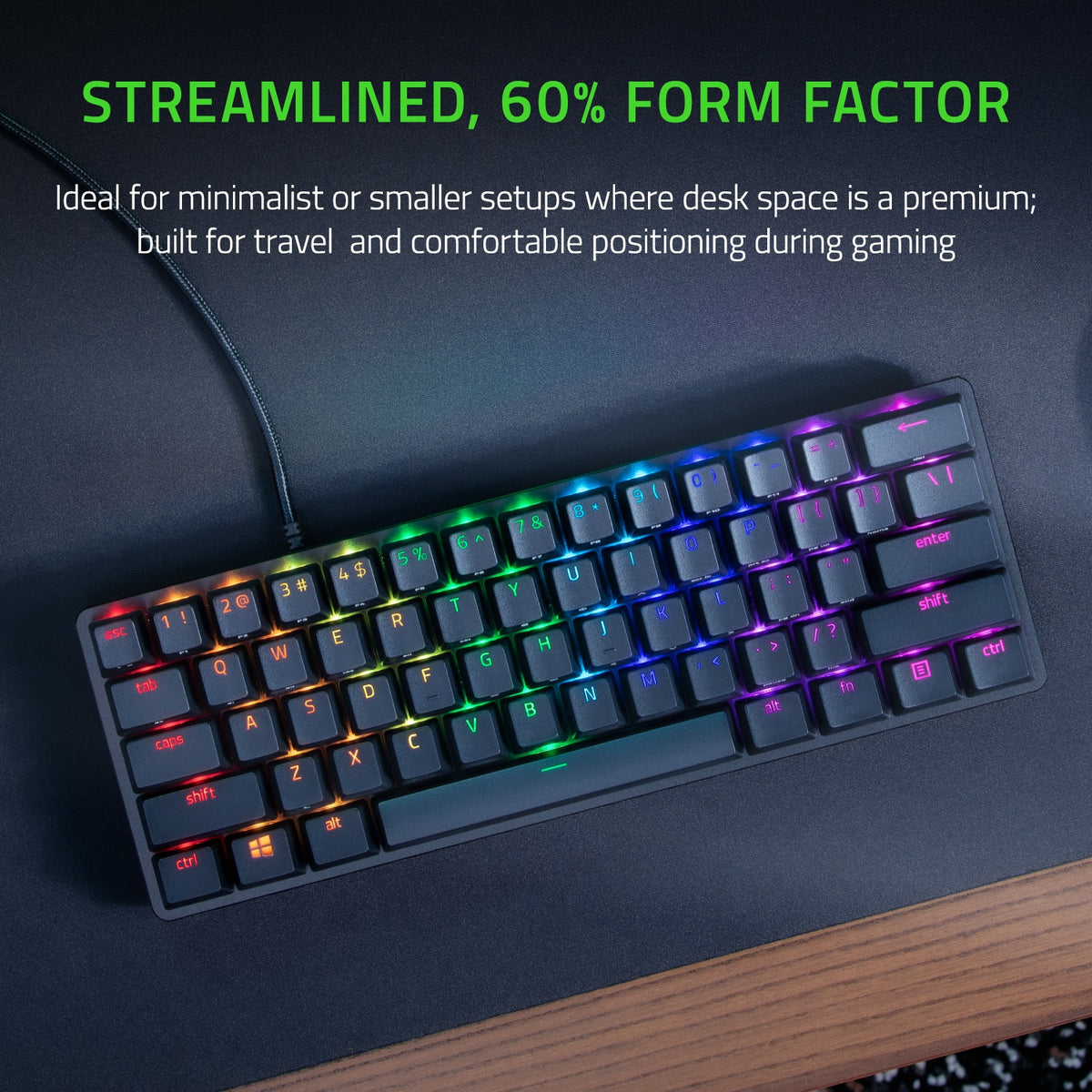 Razer - Huntsman Mini 60% Wired Optical Clicky Switch Gaming Keyboard with Chroma RGB Backlighting - Black