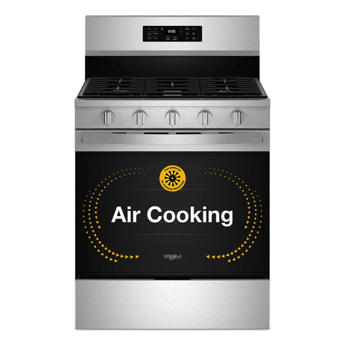 Whirlpool - 30 in. Wide 5 burners 5.0 cu. ft. Freestanding Single Gas Range with Air Fry and Air Baking - Stainless Steel