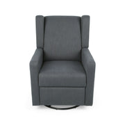 Landau - Contemporary Fabric Upholstered Swivel Recliner - Charcoal