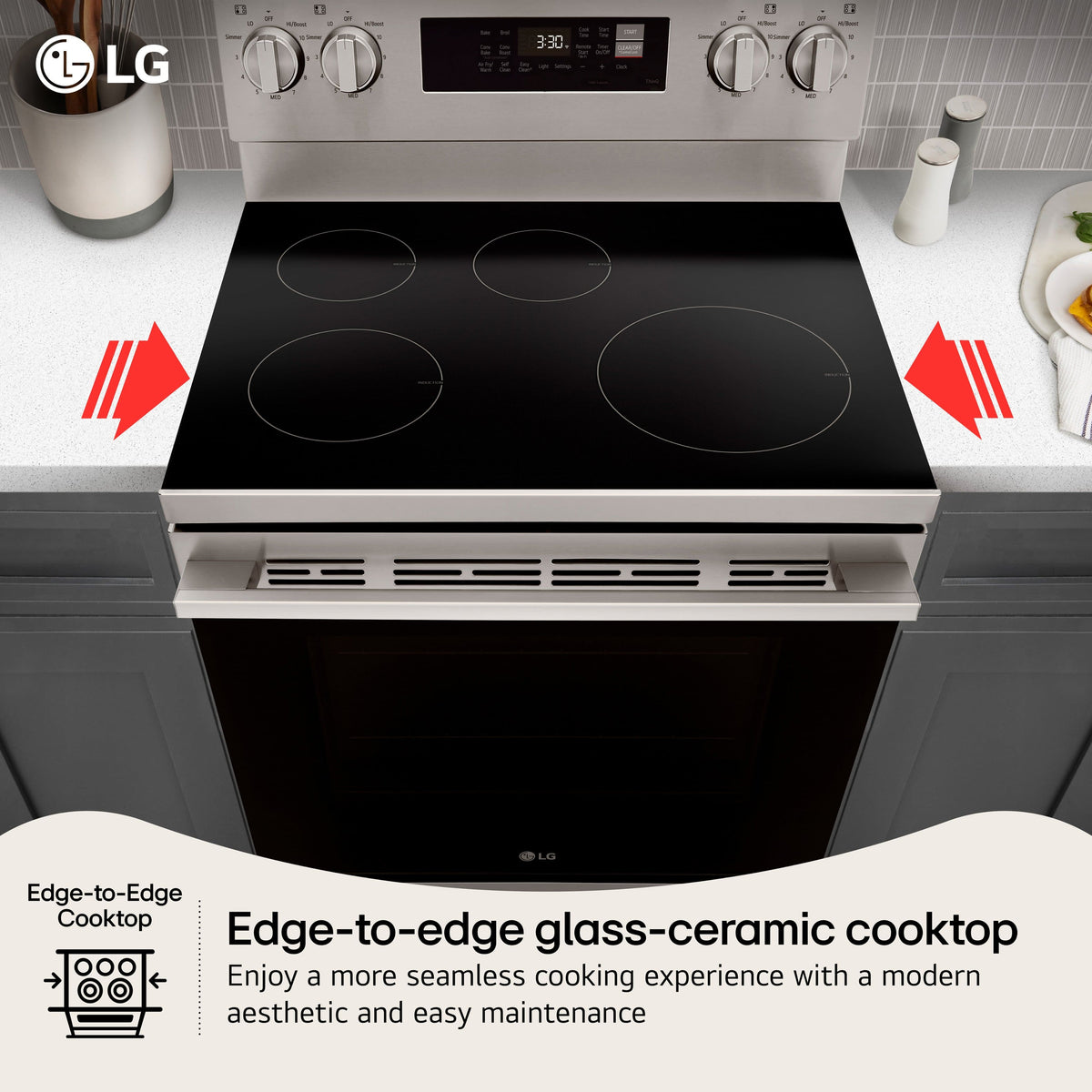 LG - 30-in 6.3 Cu. Ft. Freestanding Electric Induction True Convection Smart Range with 4 Elements, Air Fry and EasyClean - Stainless Steel