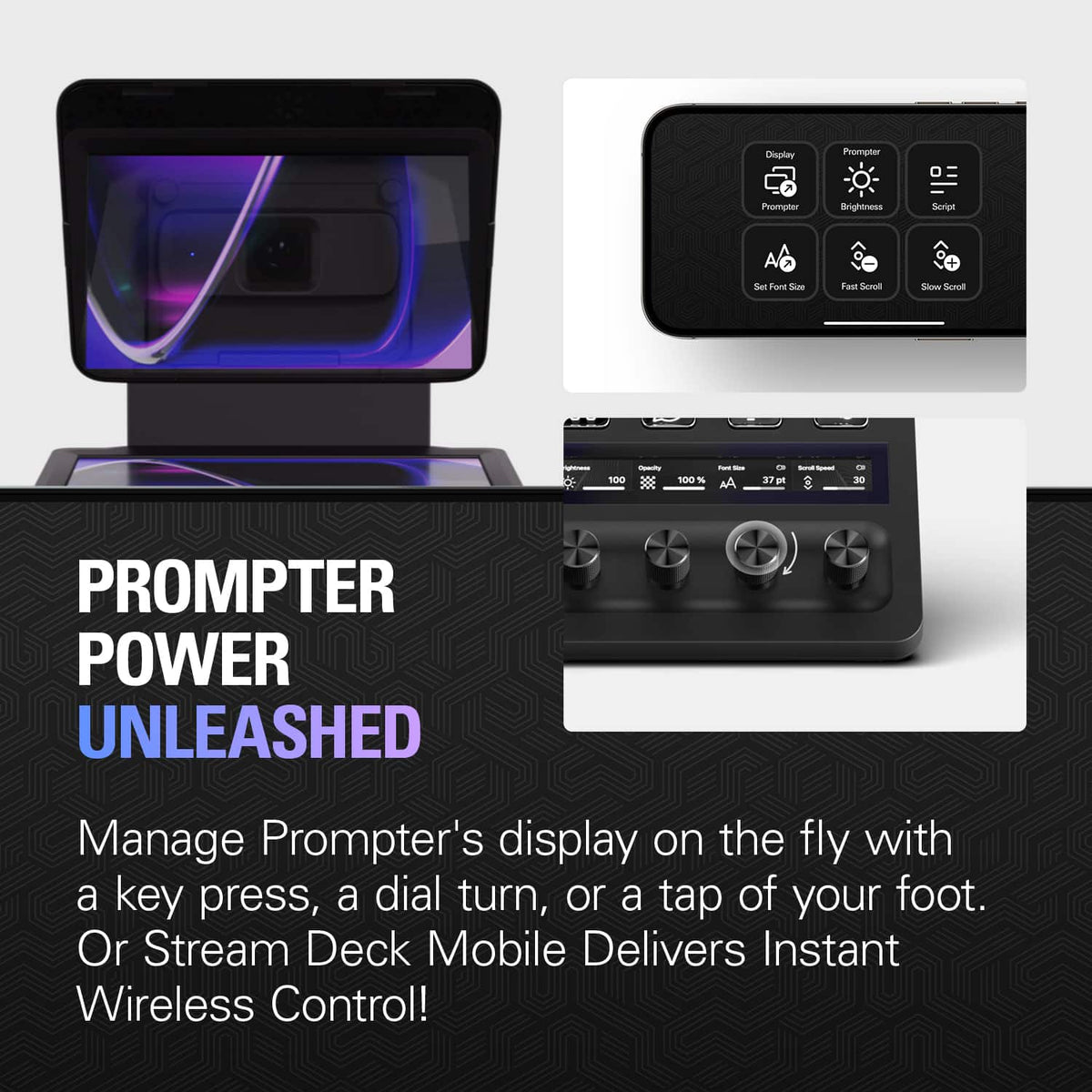 Elgato - Prompter - All-in-One Teleprompter with Built-in Screen - Black