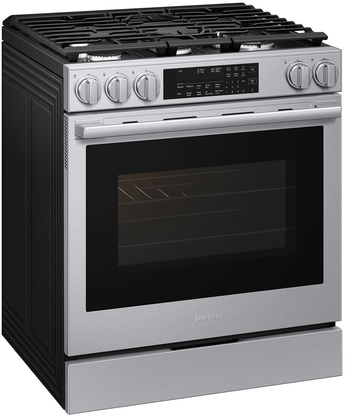 Samsung - Bespoke Smart Slide-In Dual Fuel Range with Illuminated Precision Knobs, No Preheat Air Fry Max and True Convection - Stainless Steel