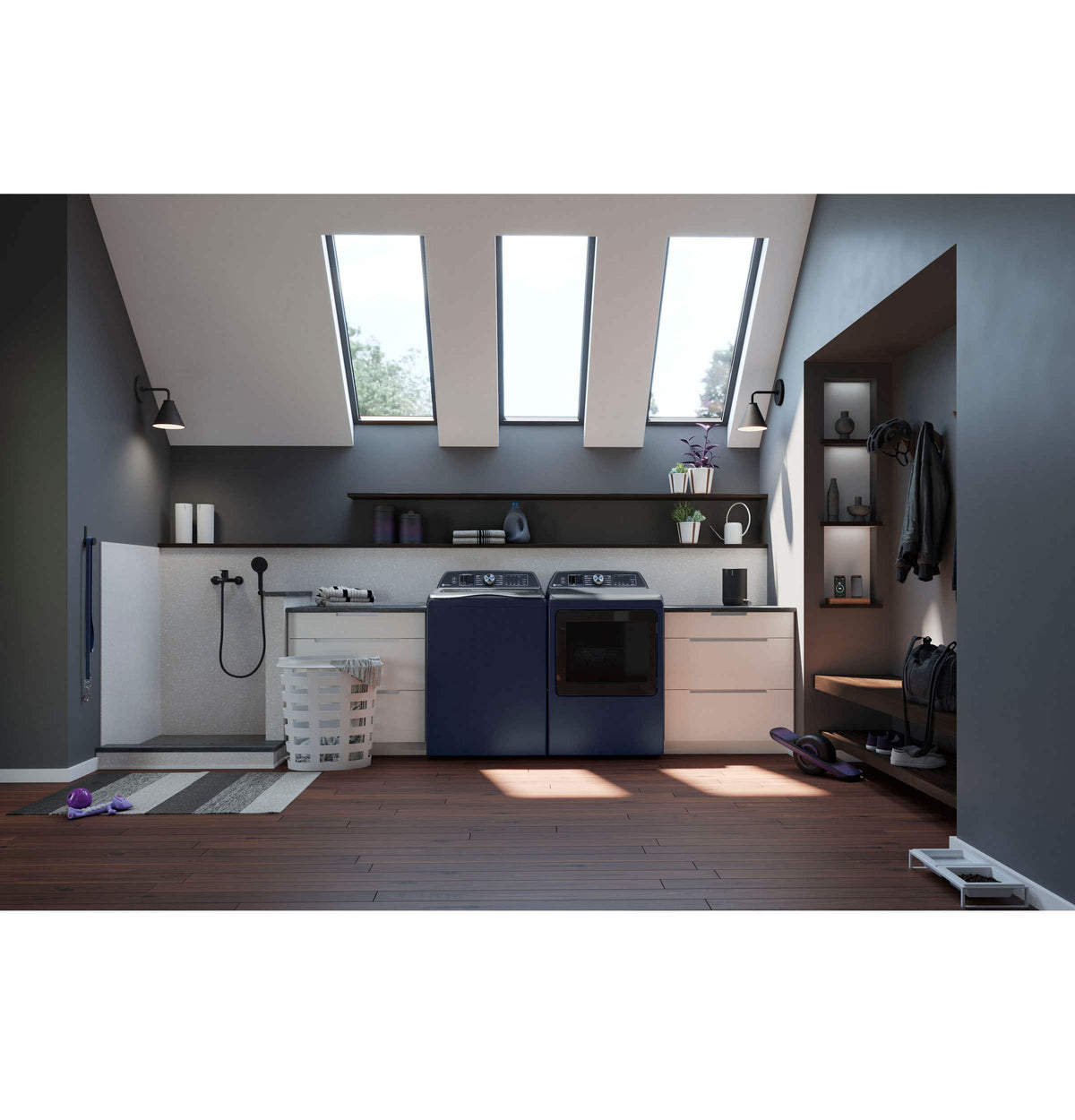 GE Profile - 7.3 Cu. Ft. Smart Electric Dryer with Steam and Tangle Control - Sapphire Blue