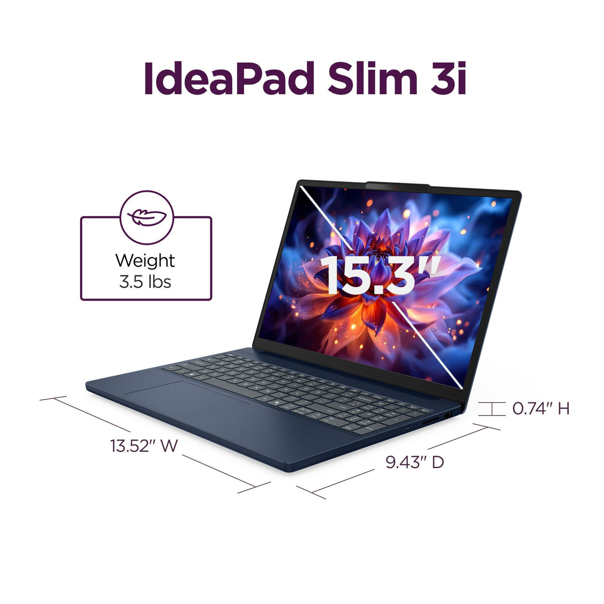 Lenovo - IdeaPad Slim 3i 15.3" 2k Touchscreen Laptop - Core 5 Processor 320 2026 - 8GB Memory - 256GB Storage - Cosmic Blue