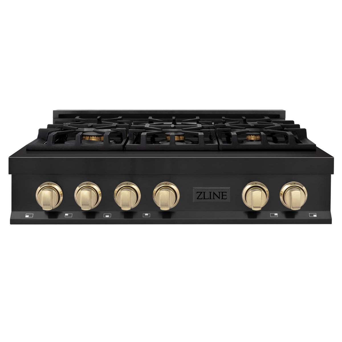 ZLINE - Autograph 36 in. Legacy Rangetop in Black Stainless Steel w/ Gold Accents - Black Stainless Steel