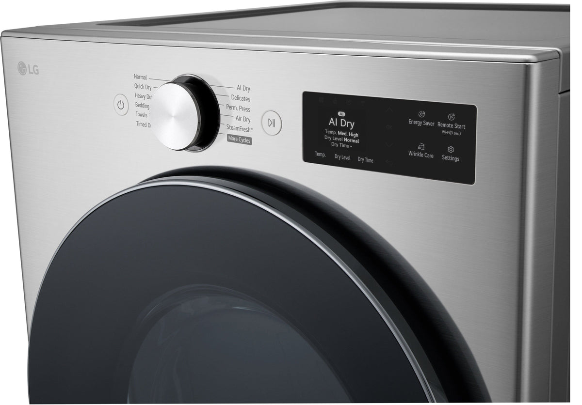 LG - 7.4 Cu. Ft. Smart Gas Dryer with Steam and AI Sensor Dry - Graphite Steel