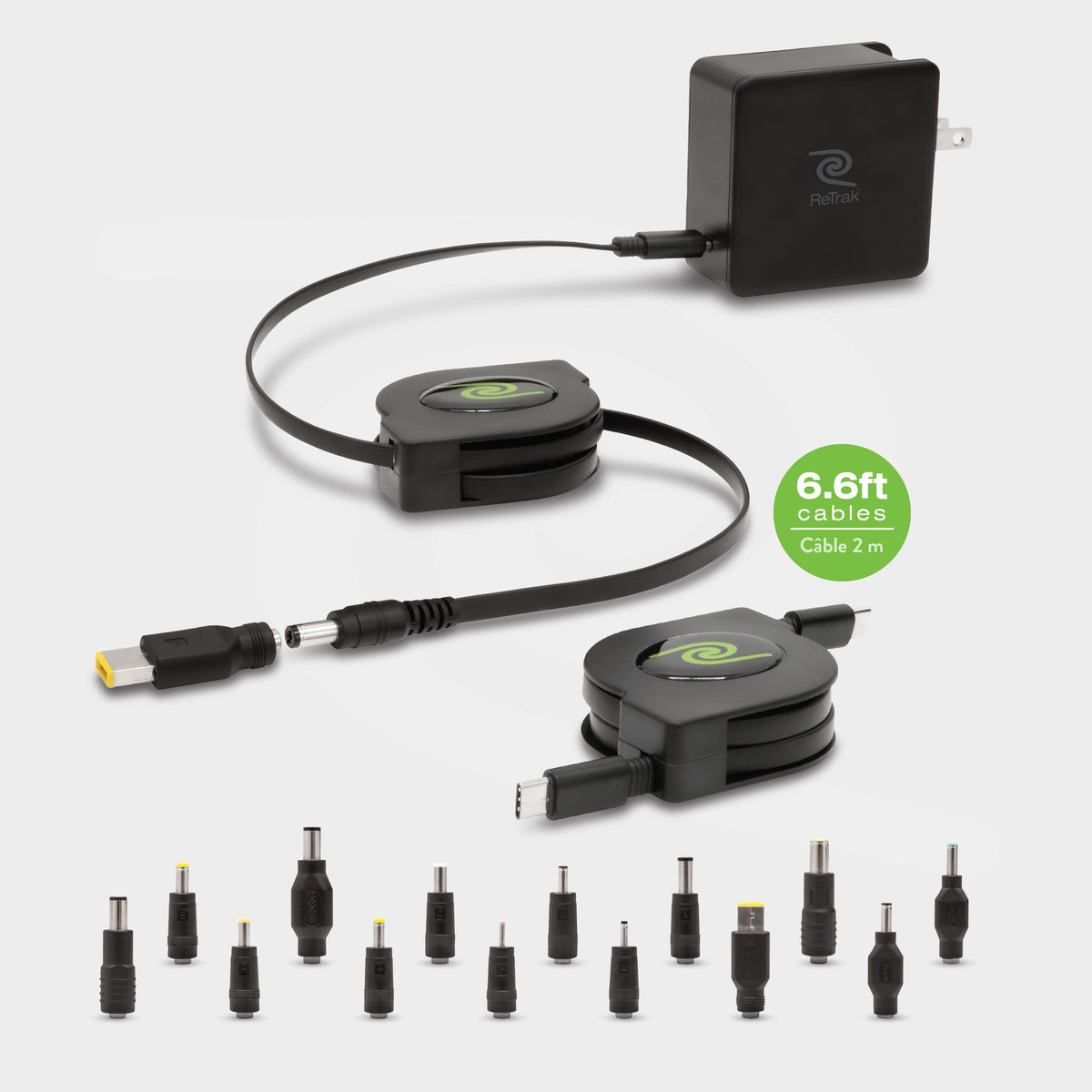 ReTrak - 67W Universal USB-C Laptop Charger With 14 Adapter Tips - Black