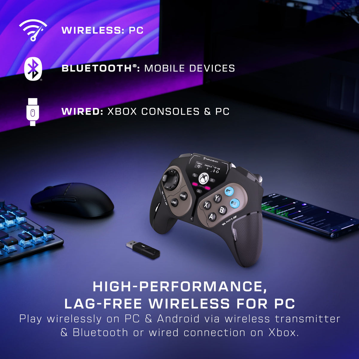 Turtle Beach - Stealth Pivot Wireless Smart PC Gaming Controller with Rotating Modules - Black