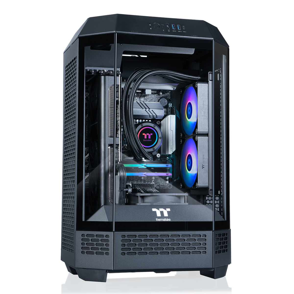 Thermaltake - LCGS Reactor 7897X Gaming Desktop AMD Ryzen 7 7800X3D 2025 32GB Memory Radeon RX 9070 XT 2TB SSD NVMe M.2 - Black