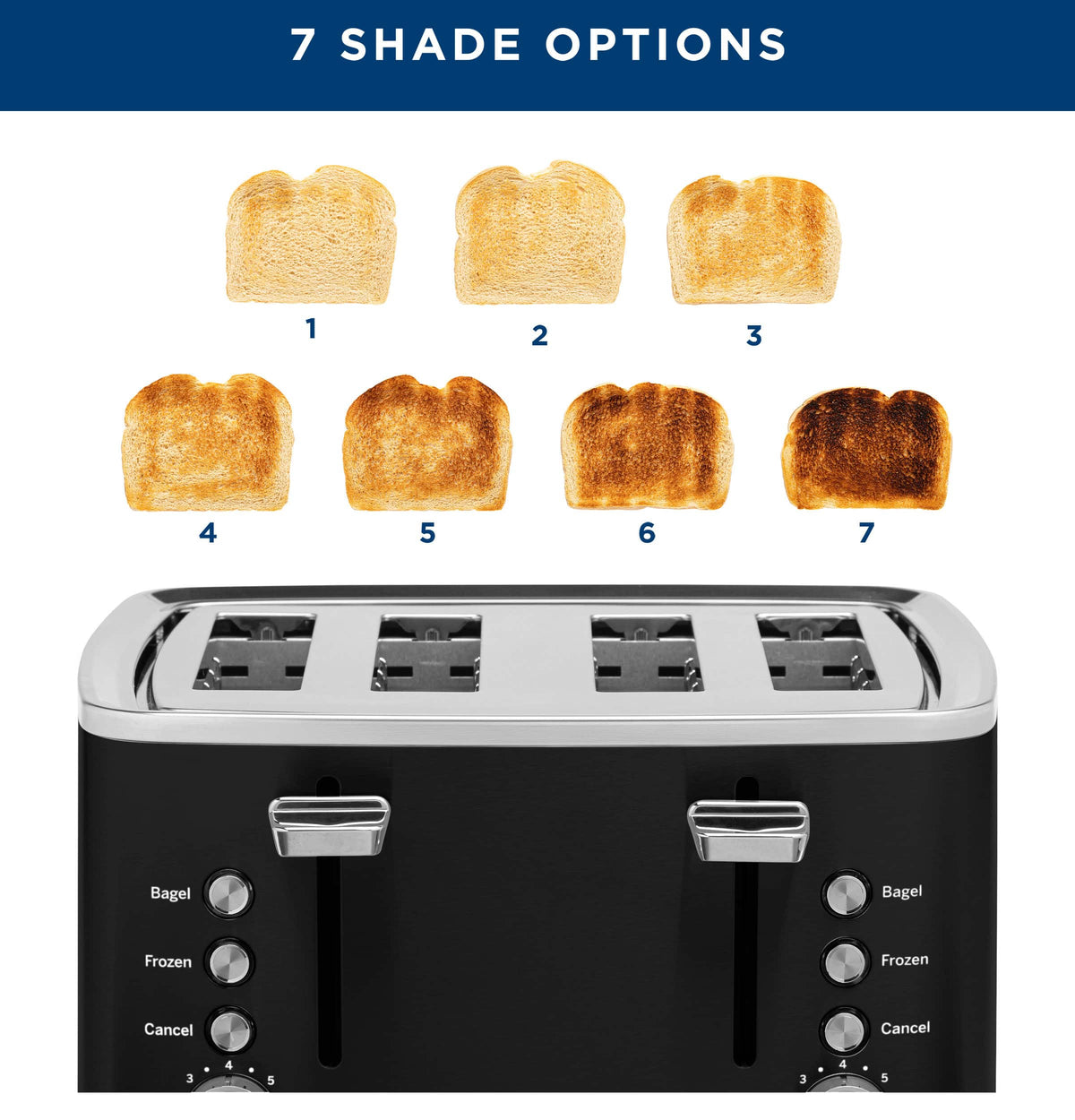 GE - 4-Slice Toaster with 7 Shade Settings and Extra Wide Slots - Onyx Black