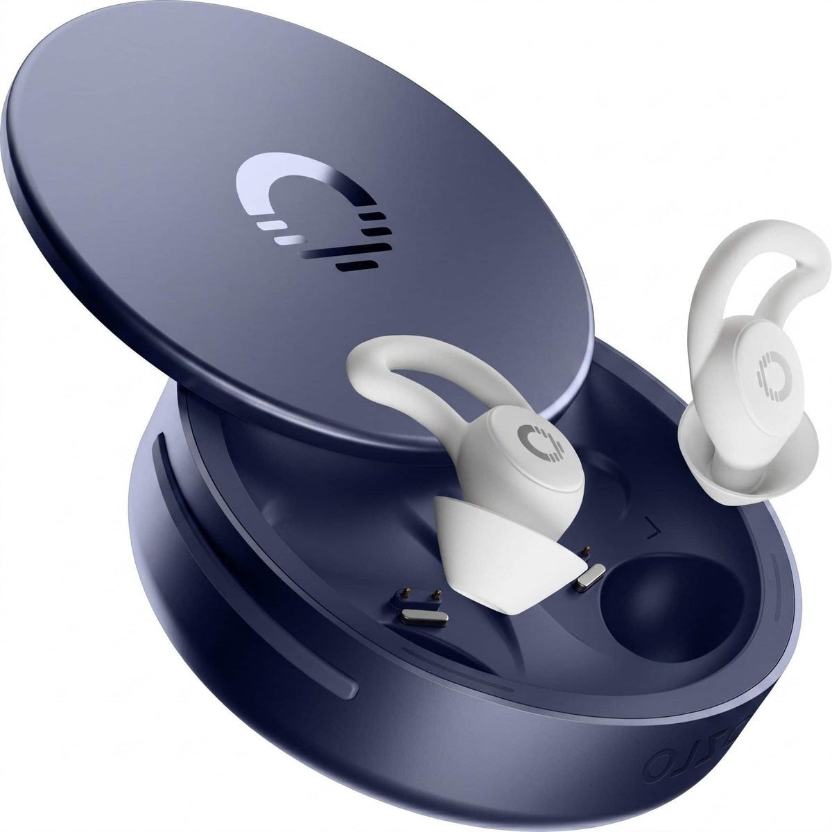 Ozlo - Sleepbuds 2 – Noise-Masking Sleep Earbuds, Side Sleeper Comfort, Snore Blocking, 14-Hr Battery - White - Blue