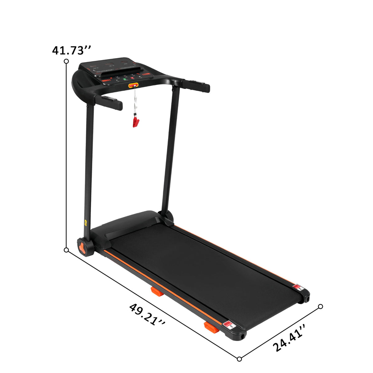 Cinta de correr plegable silenciosa de 2.5 Hp con sensor de frecuencia cardíaca, capacidad de peso de 300 lb, con estación de carga USB para Android y altavoz Bluetooth, 6 amortiguadores - Negro