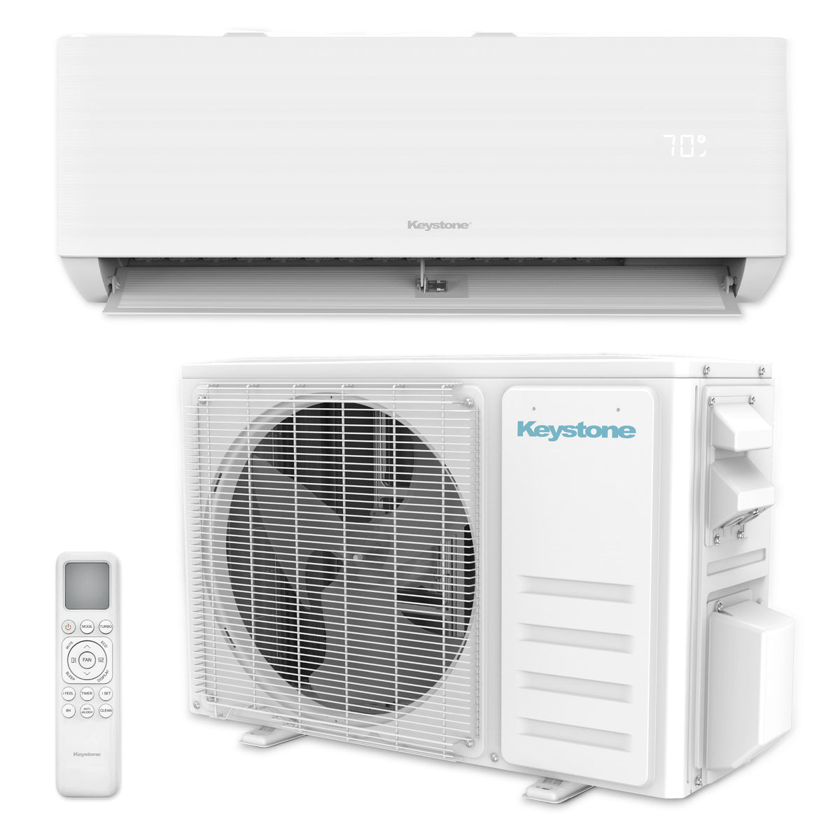 Keystone - Core 230V 550 Sq. Ft. 12,000 BTU Smart Mini Split Air Conditioner 12,000 BTU Heater - White
