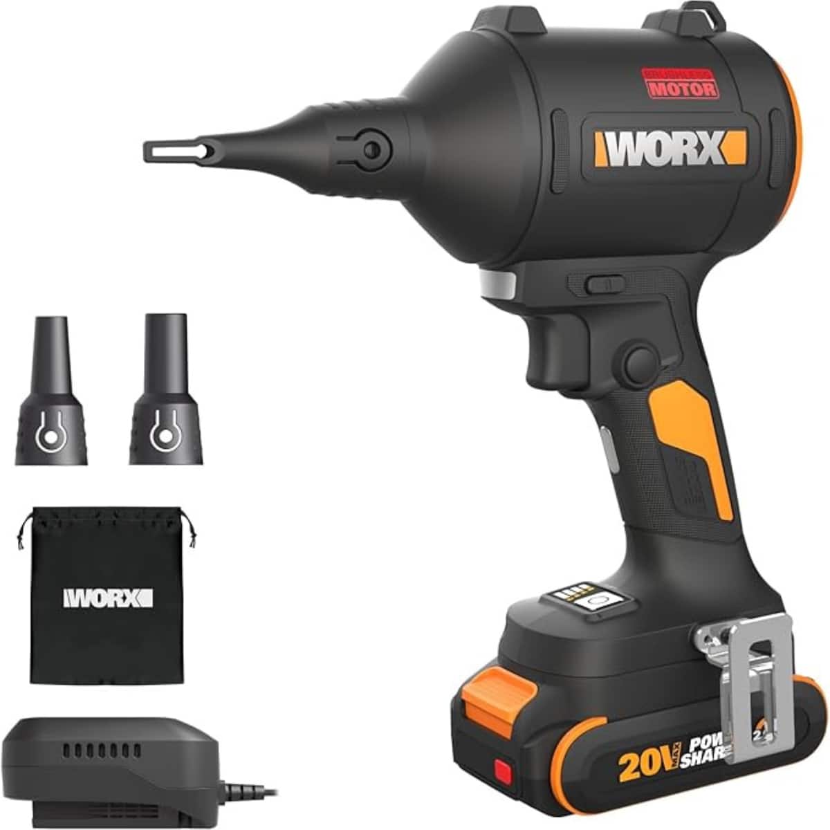WORX - Nitro WX099L 20V Power Share Duster, Inflator and Shop Blower 39 CFM (1 Battery and Charger Included) - Black