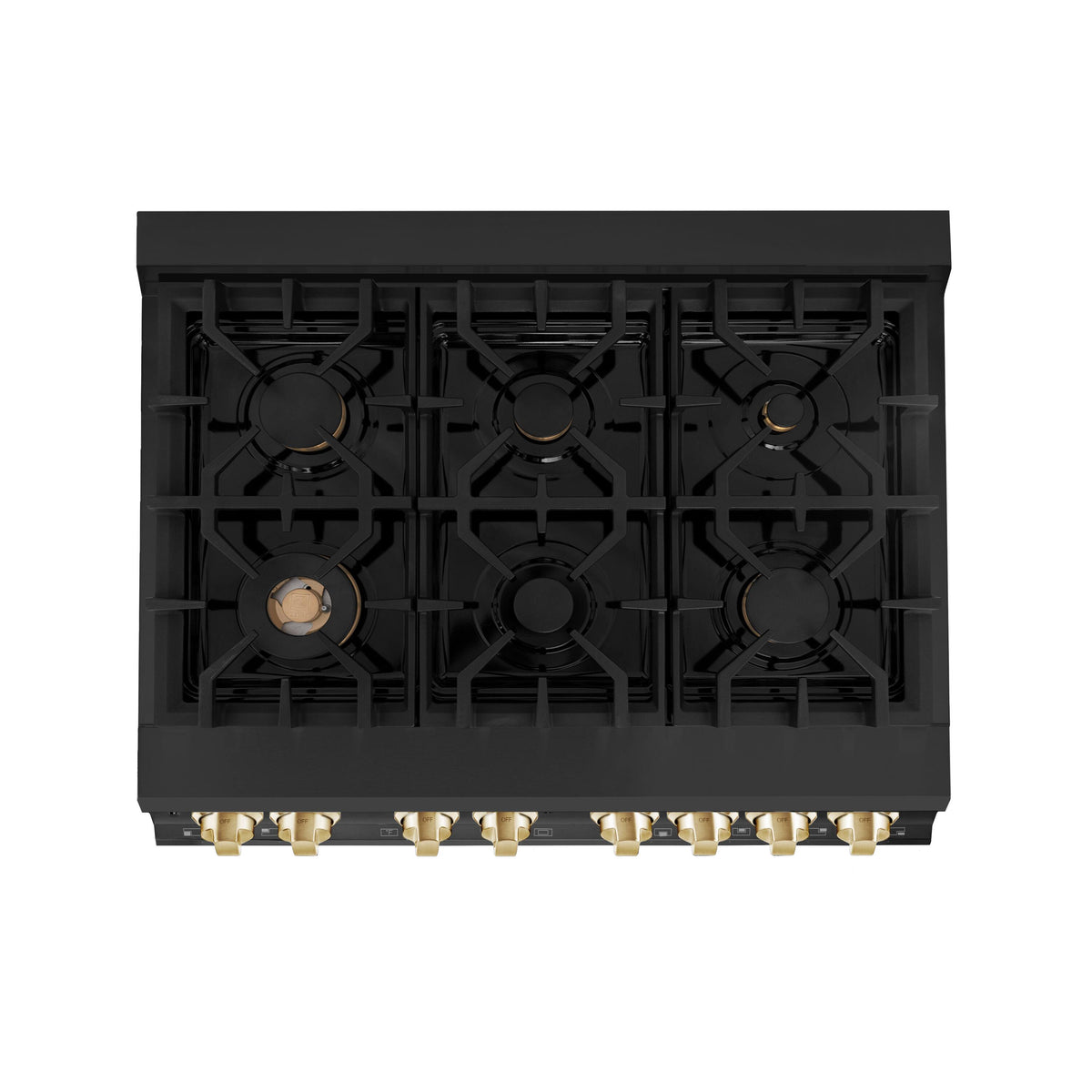 ZLINE - 36 in. Wide 6 Burner Autograph Edition 4.6 cu. ft. Freestanding Legacy Dual Fuel Range with Gold Accents - Black