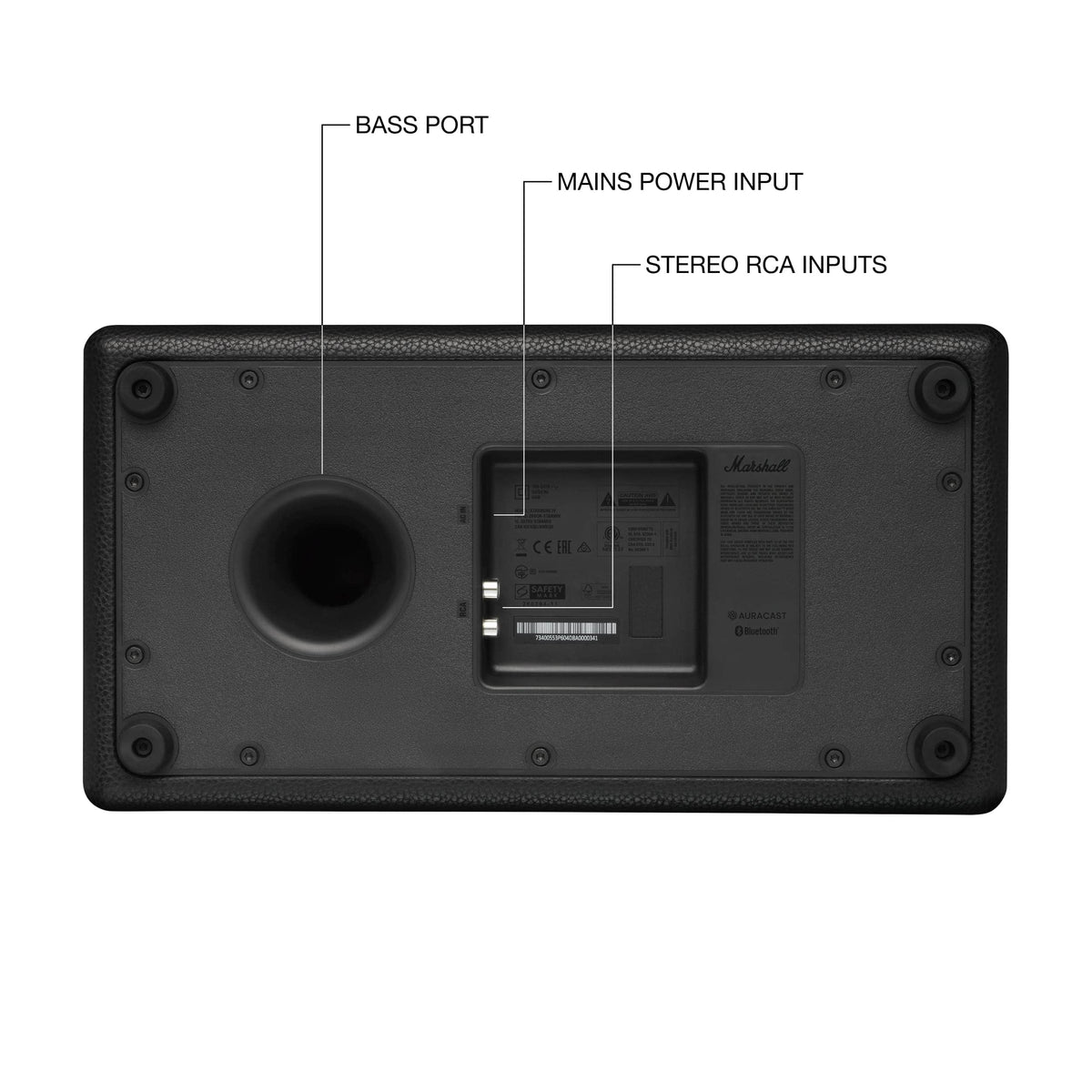 Marshall - Stanmore IV Bluetooth Home Speaker with Volume / Bass / Treble Controls and 3.5 mm Auxilary / RCA Inputs - Black