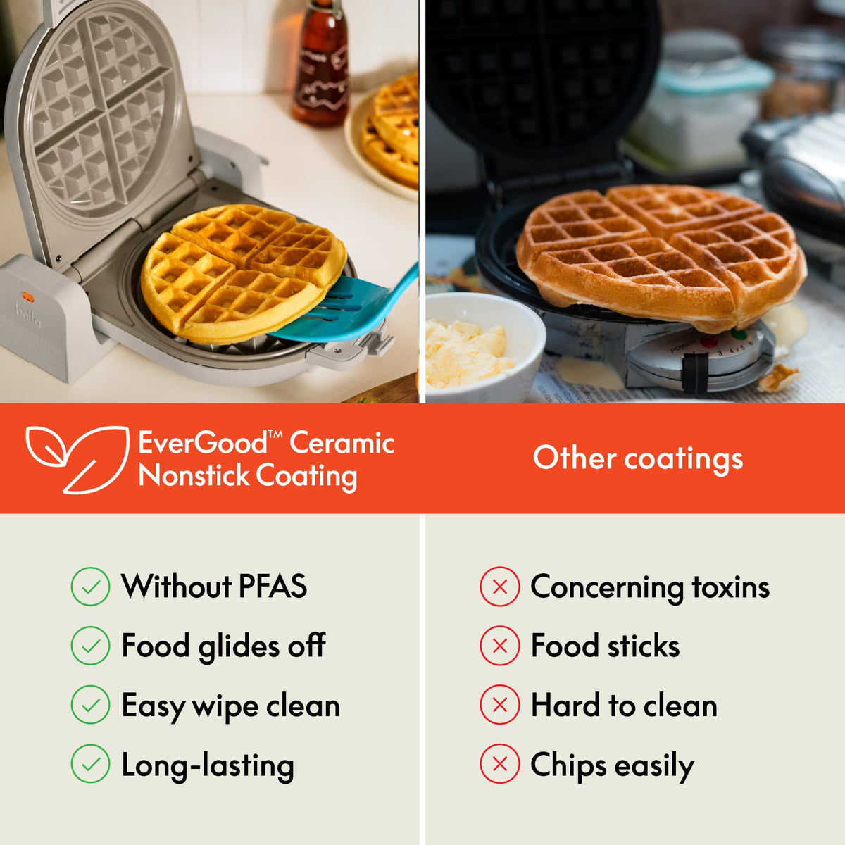 Bella - Fits-anywhere Kitchenware: Flip & Store Belgian Waffle Maker - Oatmilk