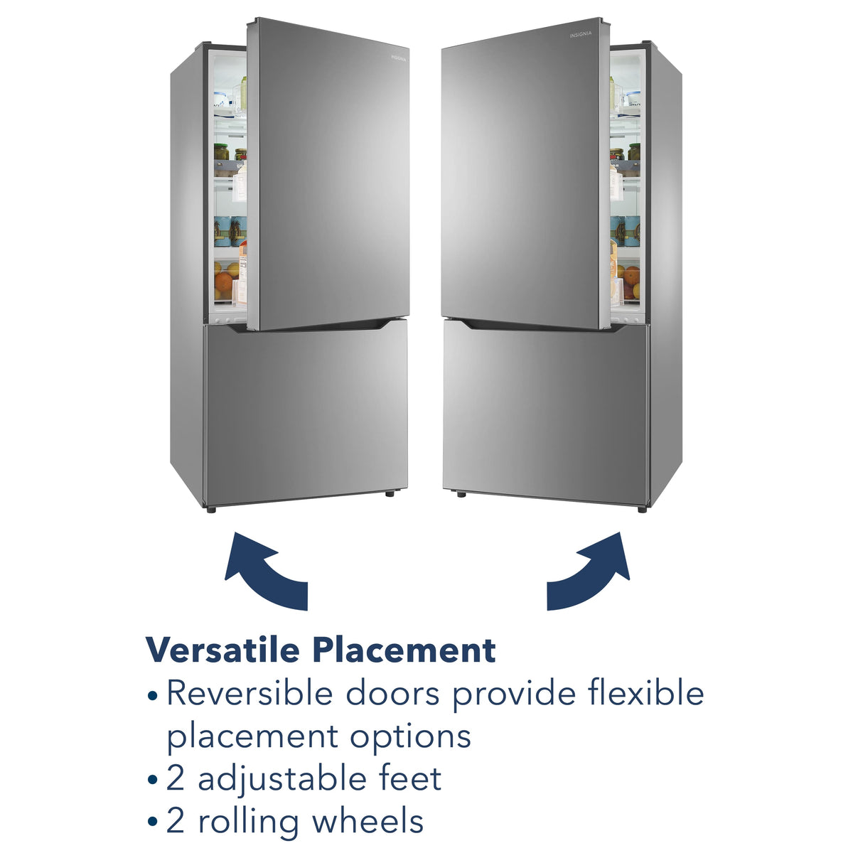 Insignia™ - 30 in. Wide 18.6 Cu. Ft. Bottom Freezer Refrigerator with ENERGY STAR Certification - Stainless Steel