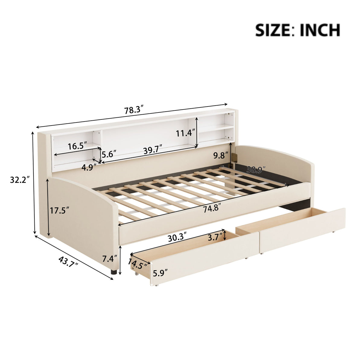 Luxurious Upholstered Platform Bed With Storage Drawers