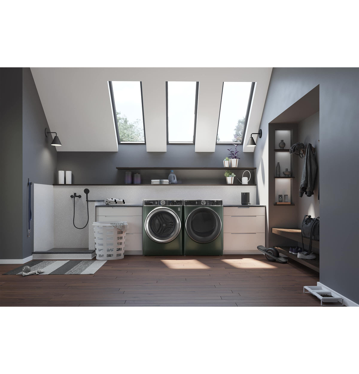 GE Profile - 7.8 Cu. Ft. Stackable Smart Gas Dryer with Steam and Sanitize Cycle - Jade Green