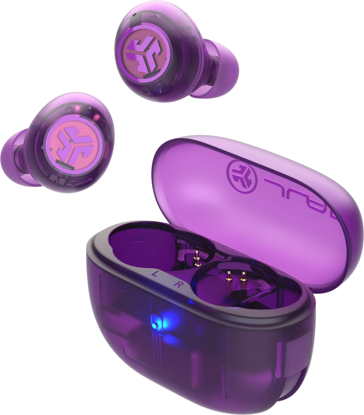 JLab - GO Pop ANC True Wireless Bluetooth Earbuds with Active Noise Cancelling, 24+ Hour Battery & Custom EQ - Transparent Purple