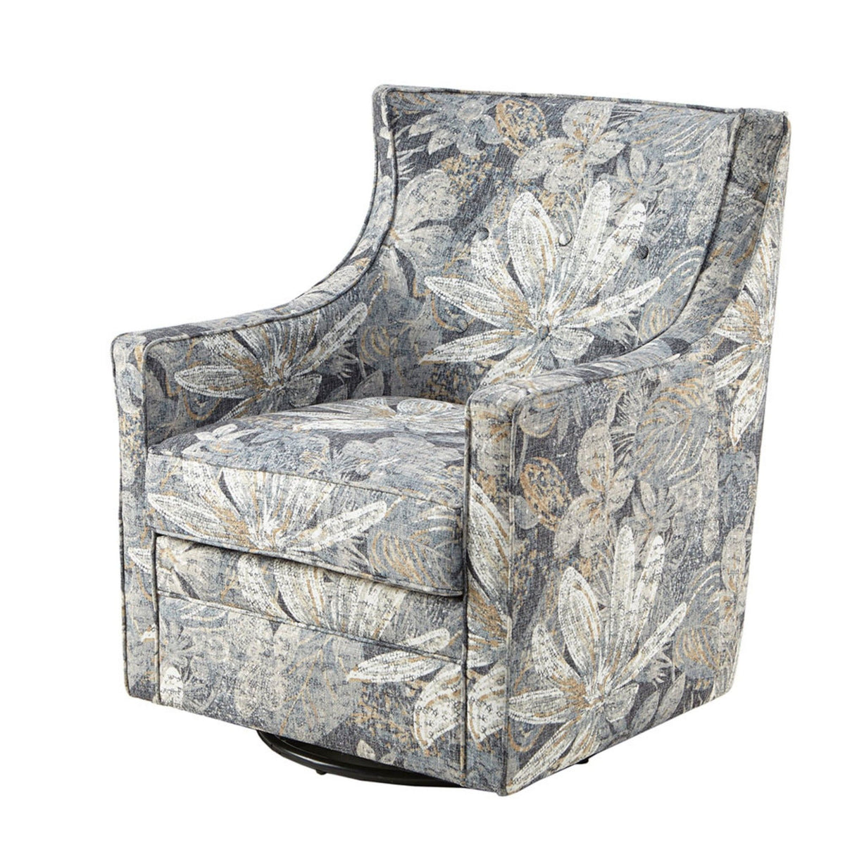 Swivel Glider Chair With Upholstery And Metal Base - Multicolor