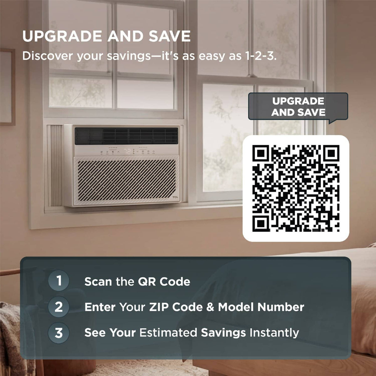 TCL - 700 Sq. Ft. 14,000 BTU Smart Window Air Conditioner, Digital, Remote Included - White