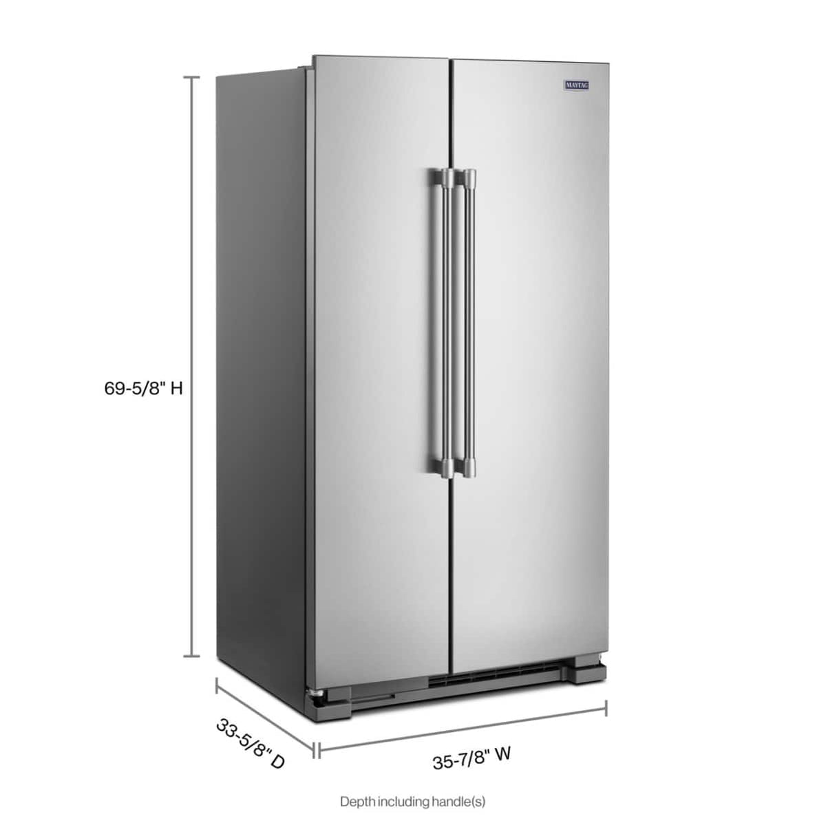Maytag - 36 in. Wide 25 cu. ft. Side-by-Side Refrigerator with Humidity-Controlled FreshLock Crisper - Fingerprint-Resistant Stainless Finish