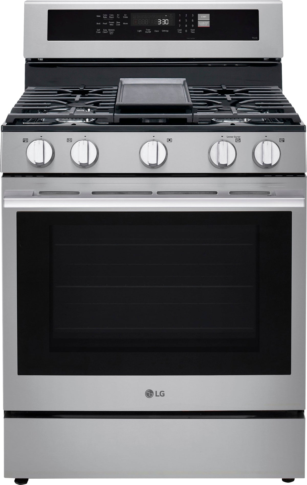LG - 30-in Wide 6.3 Cu. Ft. Freestanding Gas True Convection Smart Range with 5 Burners, Air Fry and UltraHeat 20K Burner - Stainless Steel