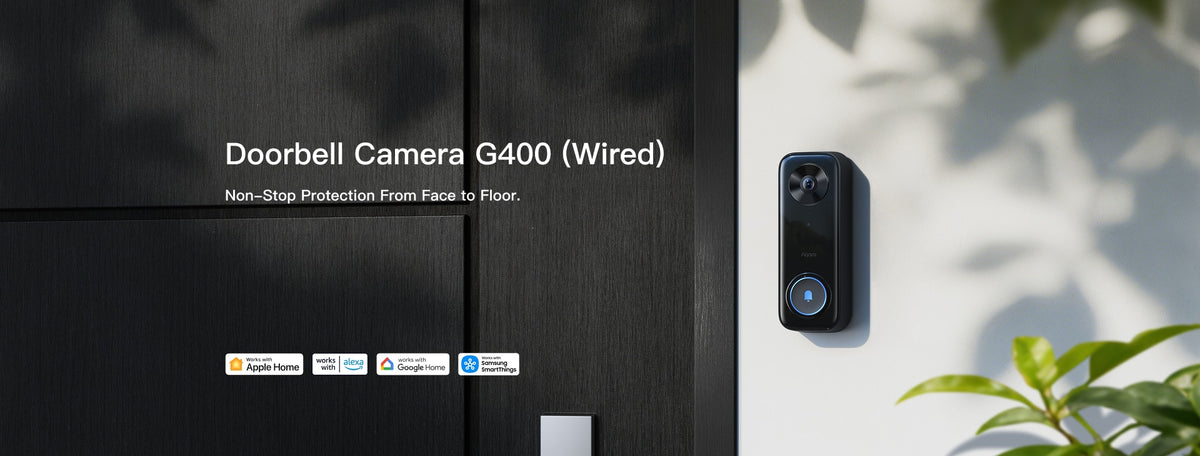 Aqara - G400 Select 24V Hardwired 2K 1536 x 1536 Res Wi-Fi Video Doorbell, Head-to-Toe View, Surface Install - No Subscription - Black