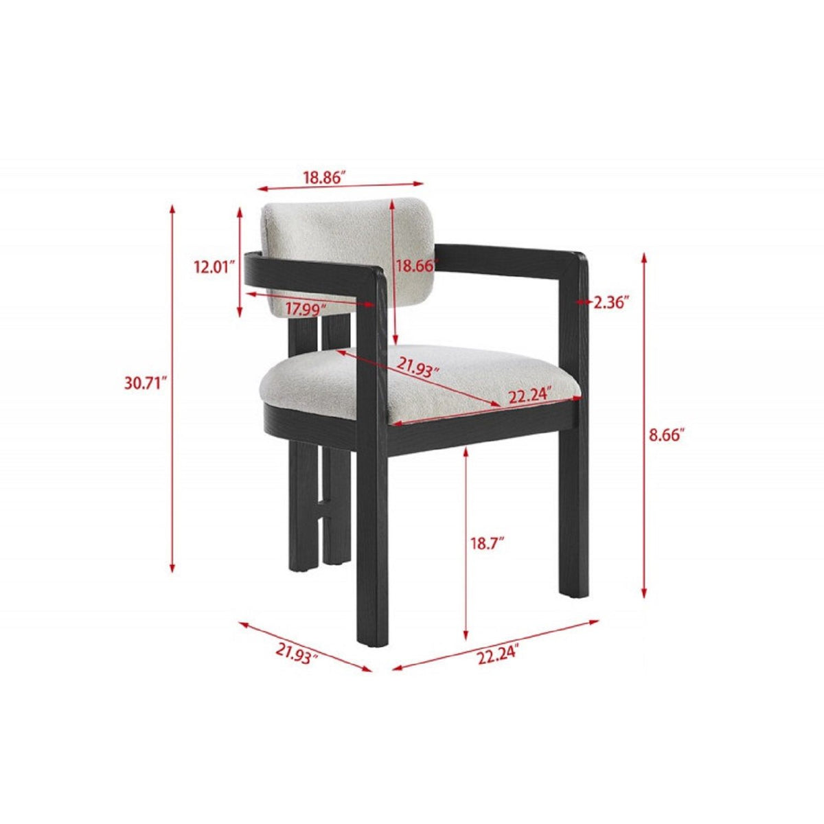 Sillón de comedor tapizado - Negro