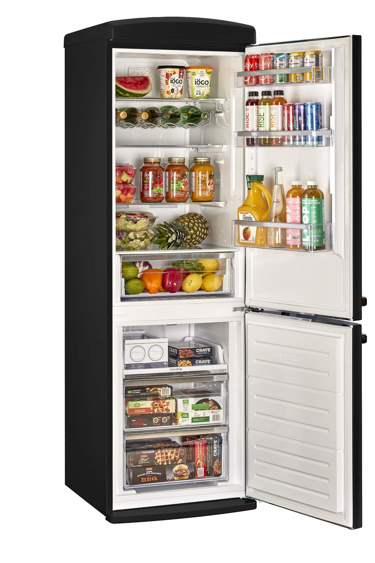Unique Appliances - 24 in. Wide Classic Retro 23.8 in 11.7 cu. ft. Frost Free Retro Bottom Freezer Refrigerator ENERGY STAR - Matte Black