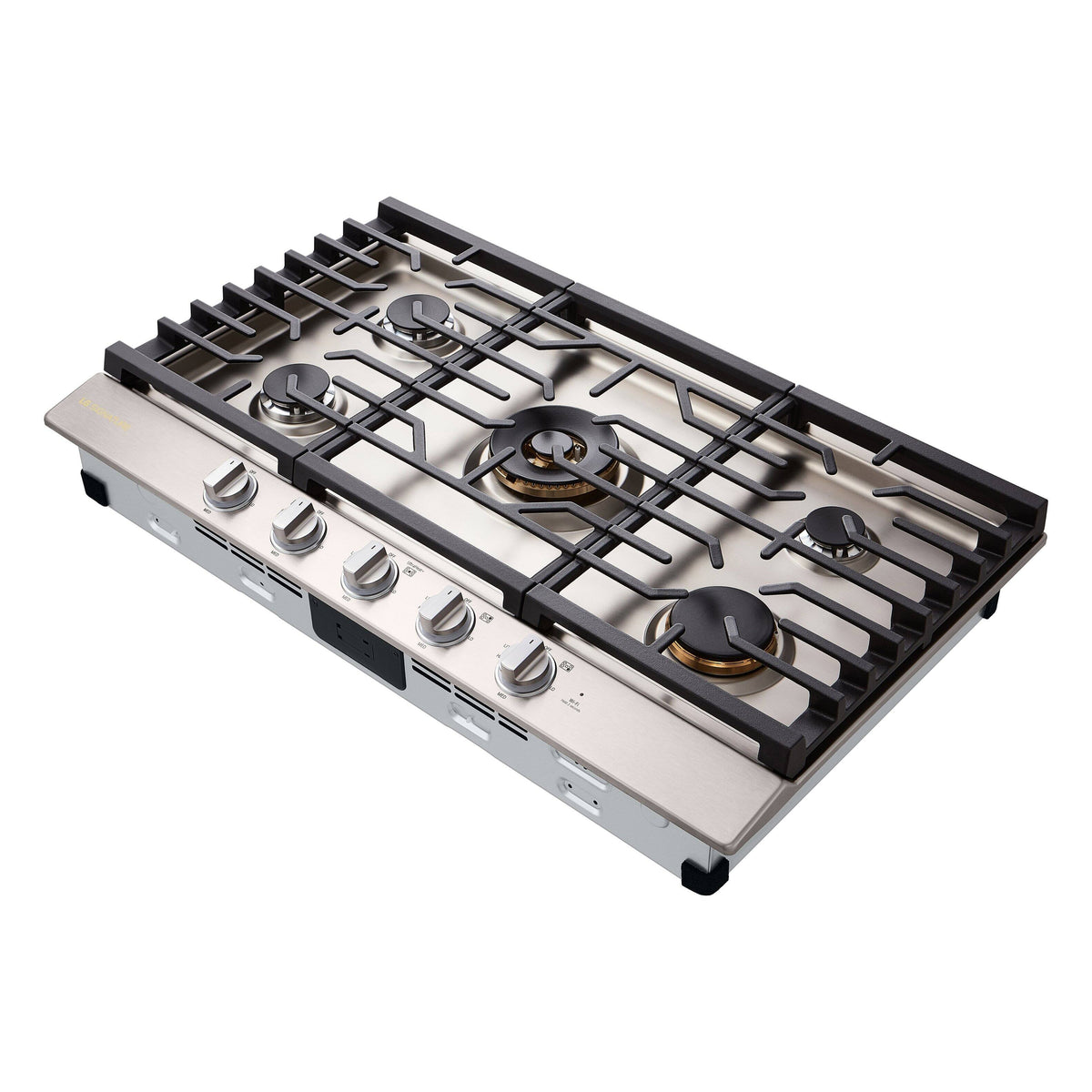 LG - SIGNATURE 36-in Wide Built-In Smart Gas Cooktop with 5 Burners, 24K BTU UltraHeat Dual Burner and LED Illuminated Knobs - Stainless Steel