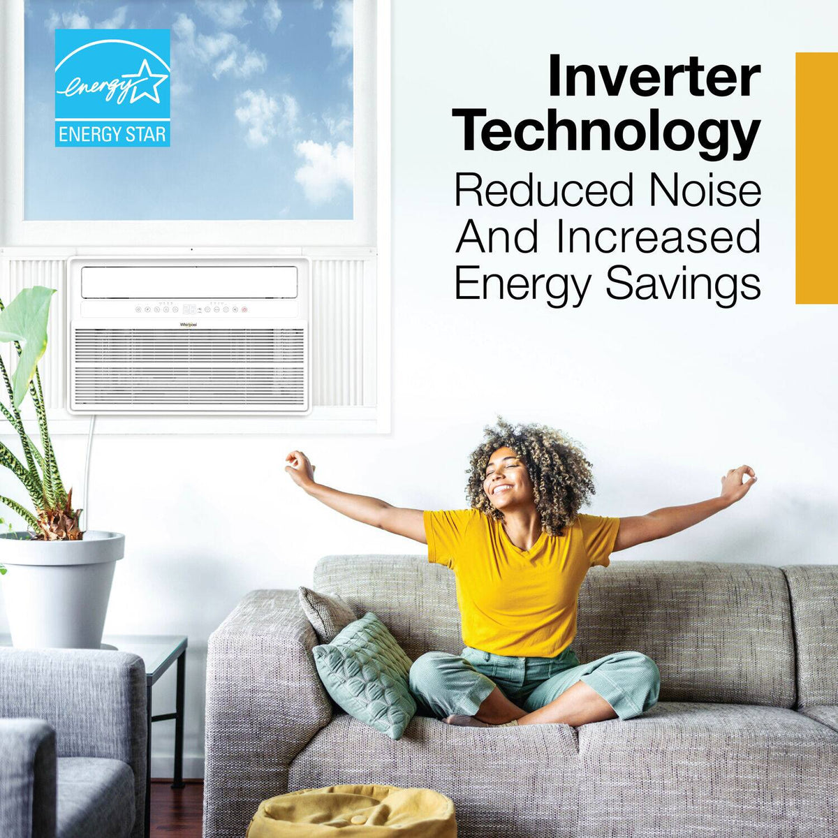 Whirlpool - 18,000 BTU 230V Window Mounted Inverter Air Conditioner with Remote Control - White