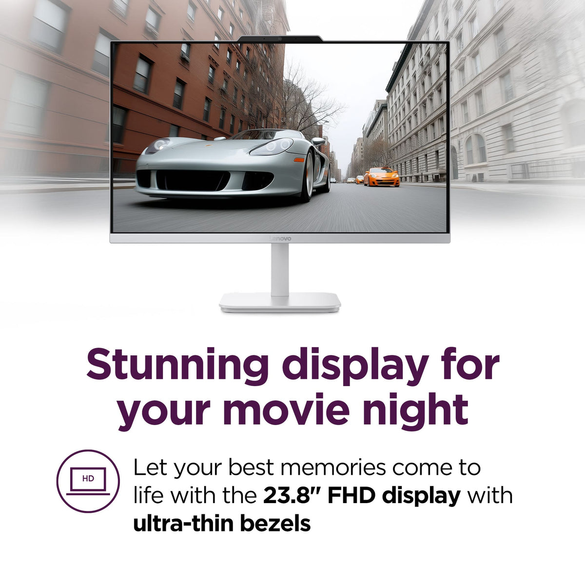 Lenovo - A100 23.8" Full HD All-In-One -Core i3 N305 - 16GB Memory - 512GB SSD - Cloud Grey