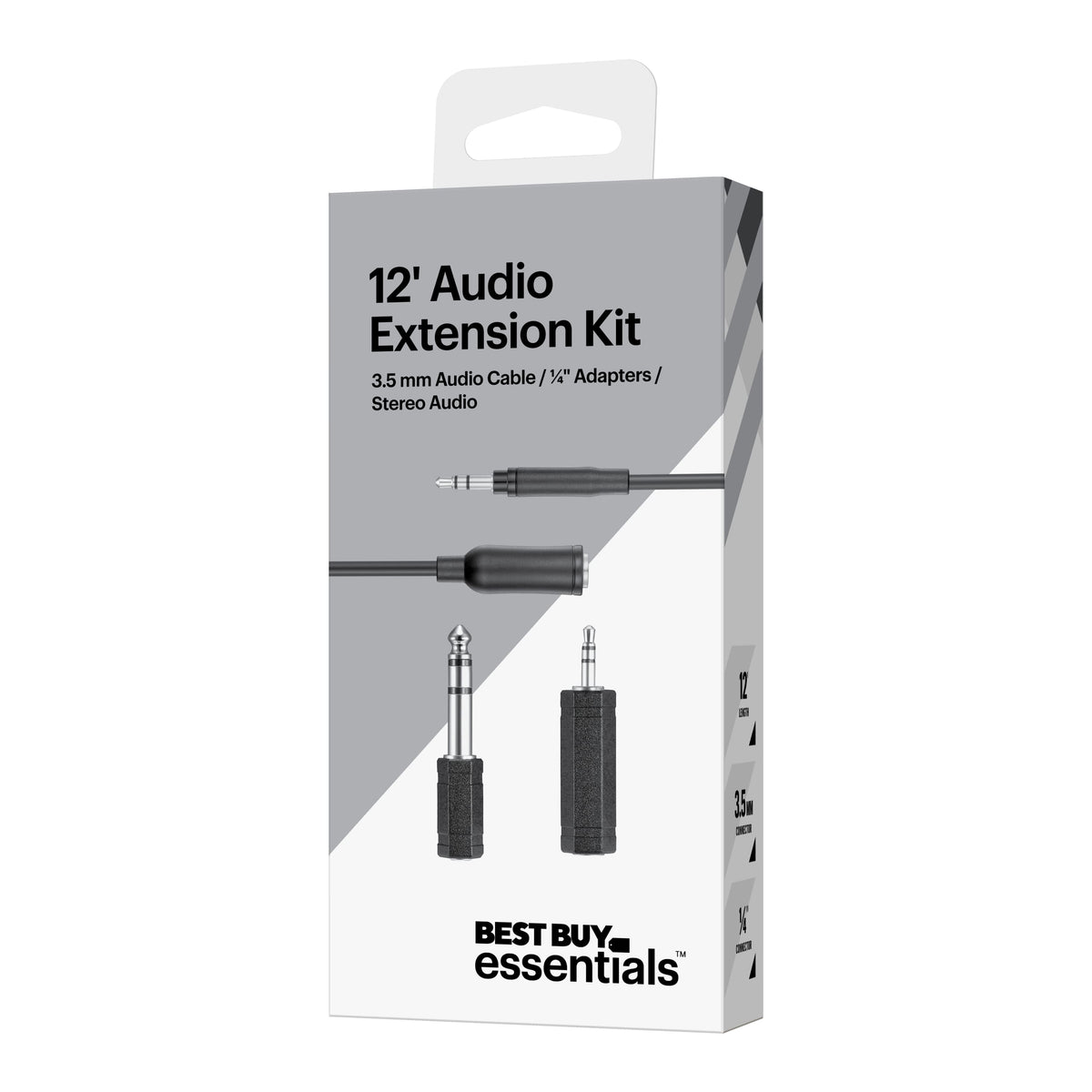 Best Buy essentials™ - 12' Headphone Extension Kit & Adapters - Black