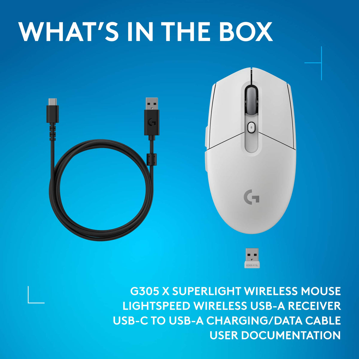 Logitech - G305 X SUPERLIGHT Wireless Bluetooth Gaming Mouse with HERO 44K Sensor and 6 Programmable Buttons for PC/Mac - Wireless - White