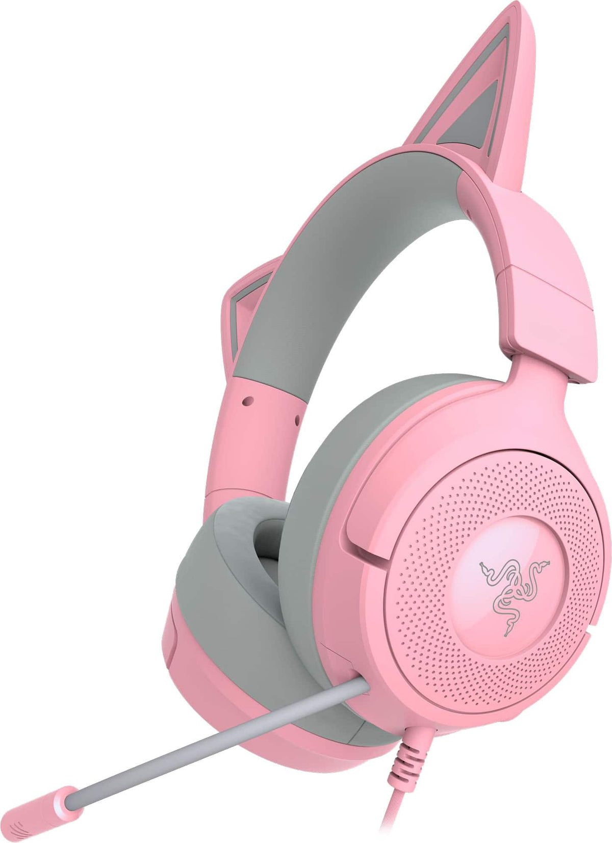 Razer - Kraken Kitty V3 X Wired Over-the-Ear Gaming Headset for PC, Mac, PlayStation, Nintendo Switch, Steam Deck, Mobile - Quartz
