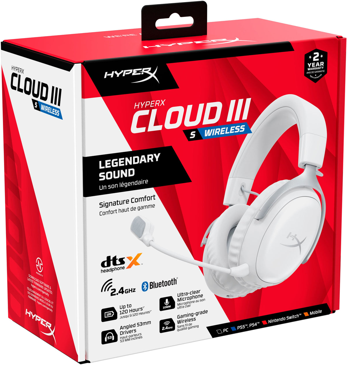 HyperX - Cloud III S Wireless Gaming Headset for PC, PS5, PS4, Nintendo Switch, Mac, and Mobile - White